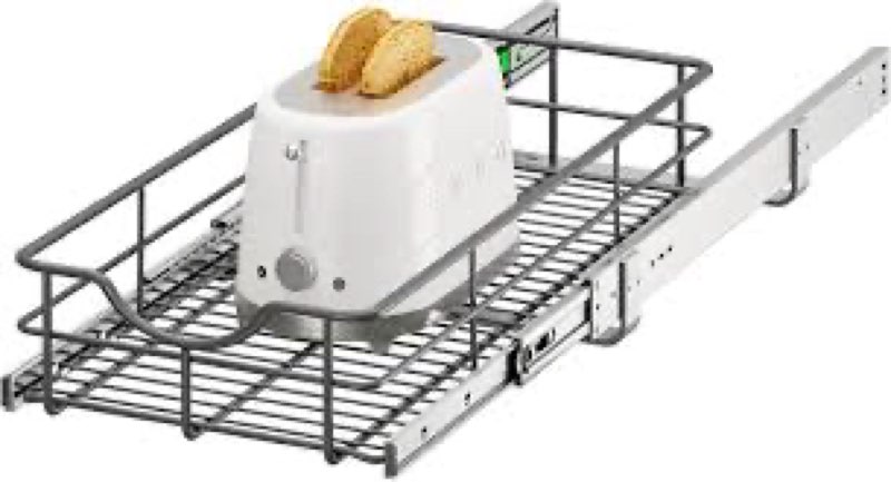 ALINE FURNITURE Pull Out Shelves - 11" W x 22" D Soft Close Pull Out Cabinet Organizer 1 Tier - Slid