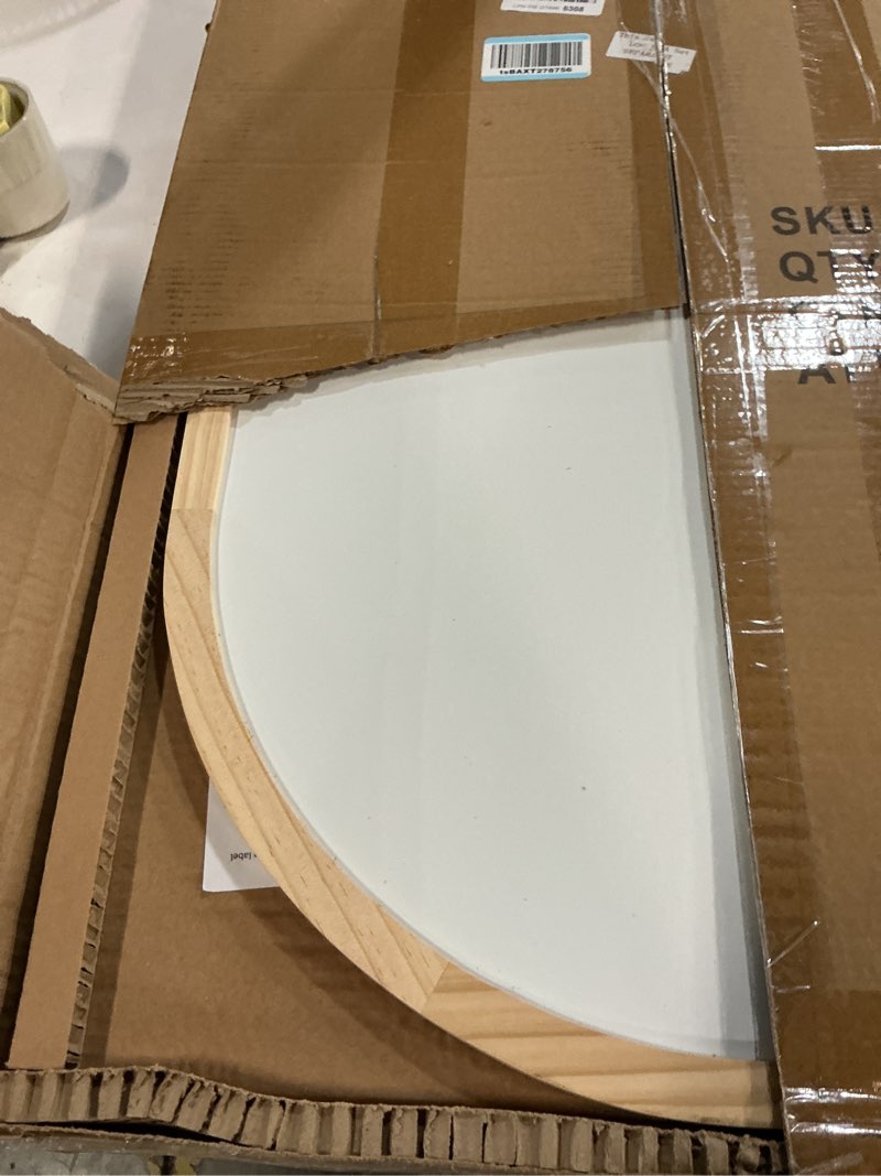 Condition photo showing Good Condition for lincia dry erase board, 36" x 24" magnetic erasable whiteboard, arched large semi-circular whiteboard, gold rustic wood frame, bohemian style design for home, classroom, office, school