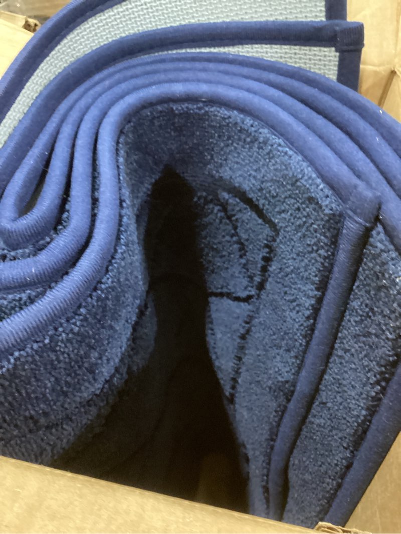 Condition photo showing As Is for BEQHAUSE Dirt Trapper Door Mat 20" x 32", Doormat Non-Slip Entryway Rugs Washable, Dog Door Mat Stain Resistant and Absorbent Welcome Floor Mat for Front Back Door, Muddy Wet Shoes & Paws, Navy Blue Navy Blue 20" x 32" (Rectangular)