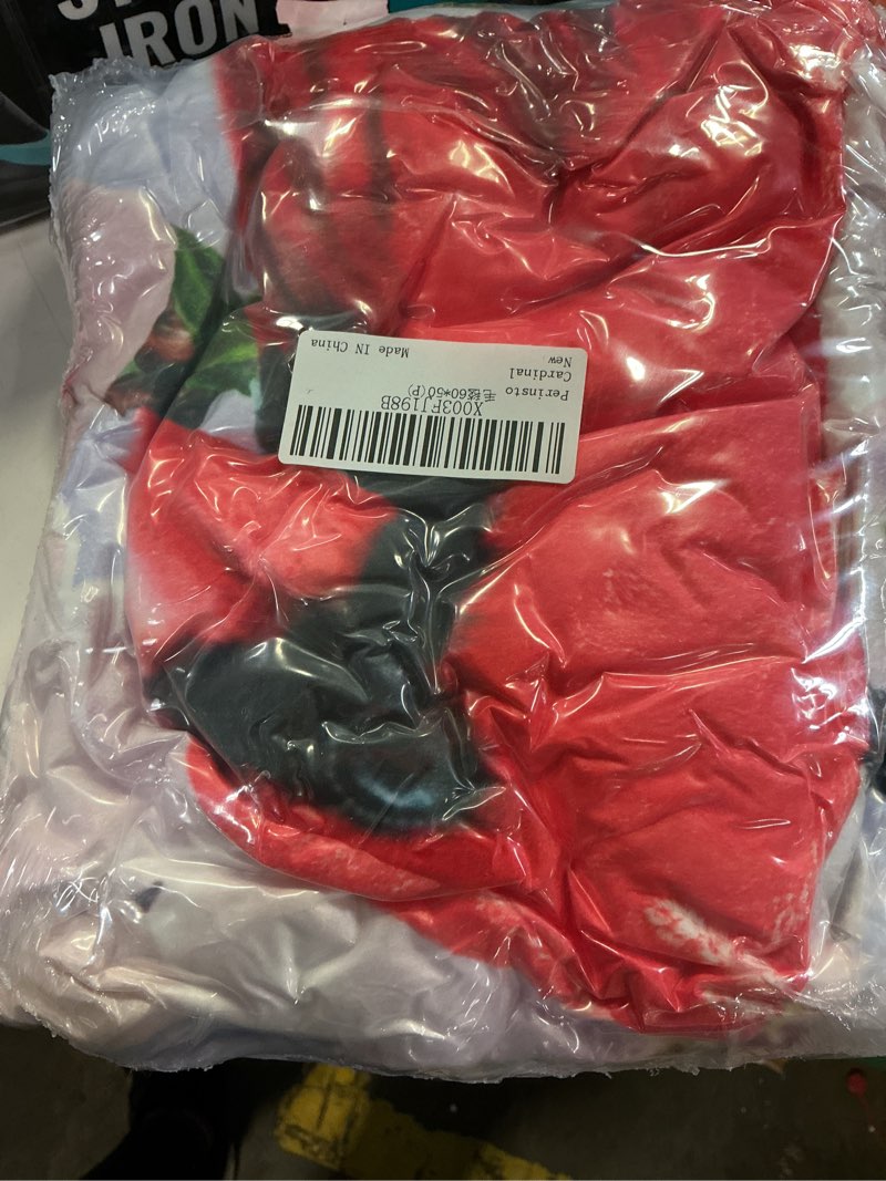 Condition photo showing New/Like New for perinsto red cardinal birds and cherry flowers throw blanket ultra soft warm all season decorative fleece blankets for bed chair car sofa couch bedroom 60"x50" 60"x50" red cardinal birds