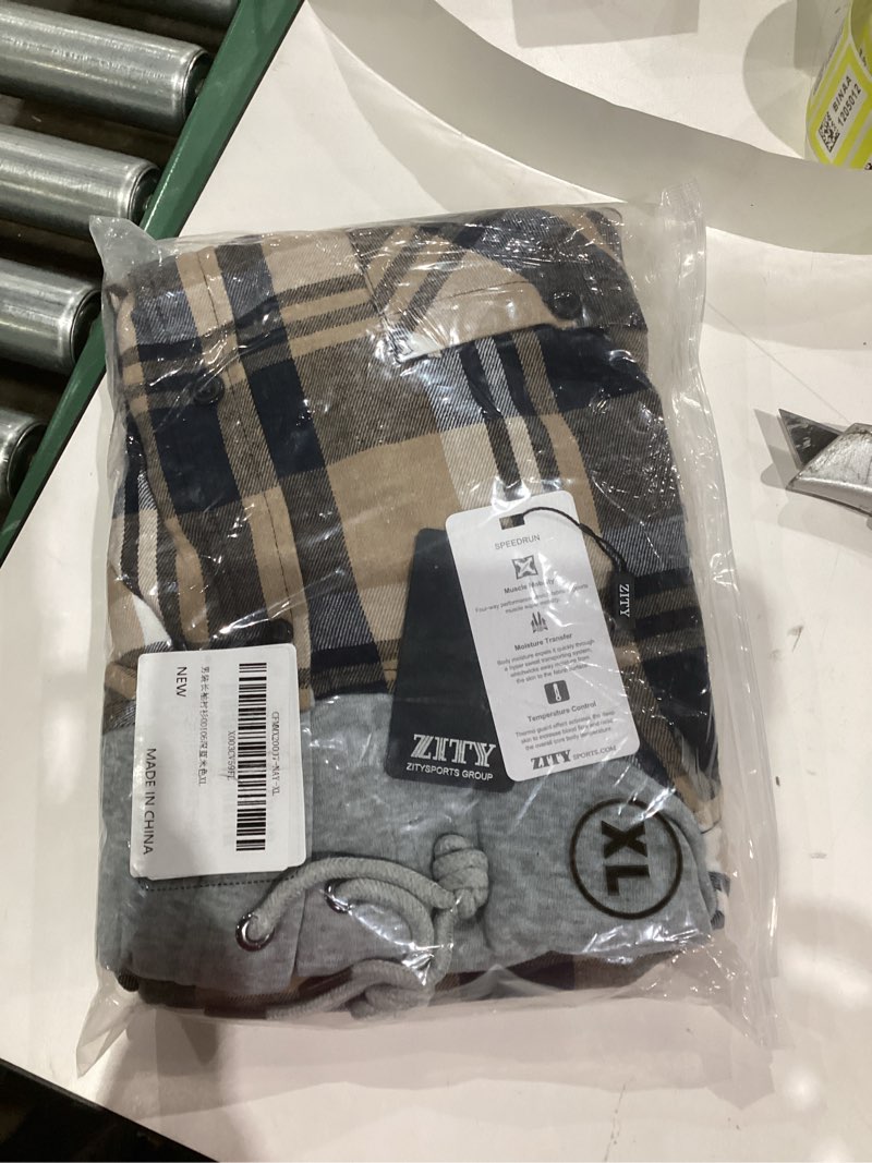 Condition photo showing New/Like New for ZITY Men's Flannel Hoodie Shirts Casual Button Down Plaid Shirt Jackets for Men Long Sleeve Stylish Hooded with Pocket XX-Large Redgray