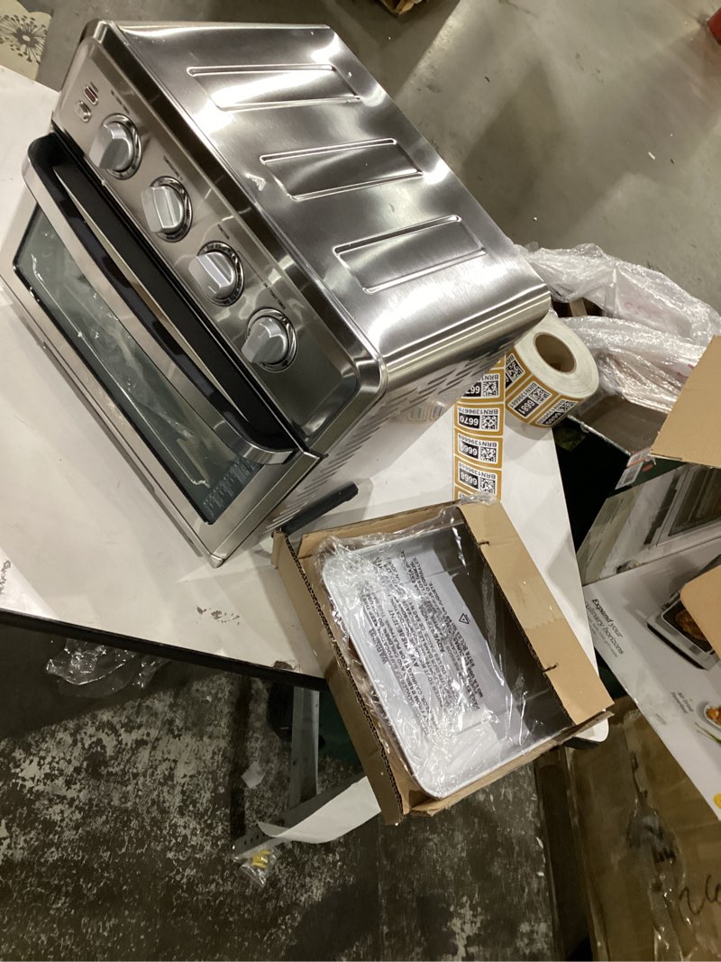 Condition photo showing As Is for cuisinart air fryer toaster oven, 1800w, 8-in-1 with air fry, convection, broil & warm, 0.6 cubic feet, 60-minute timer, toa-70nas, stainless steel stainless steel convection toaster air fryer oven w/ grill