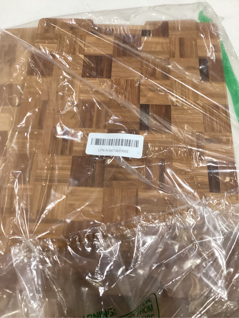 Condition photo showing New/Like New for Kikcoin Extra Large Bamboo Cutting Boards, (Set of 3) Chopping Boards with Juice Groove Bamboo Wood Cutting Board Set Butcher Block for Kitchen, End Grain Serving Tray XLarge-17"L x 12"W