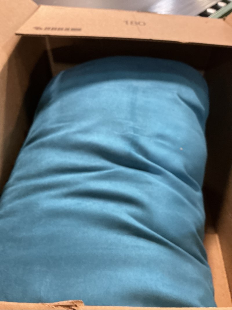 Condition photo showing As Is for Gaiam Round Yoga Bolster Pillow, Soft Meditation Cushion for Yoga, Massage and Back Support, Breathable Cotton Fill, Zippered Microfiber Cover, Easy-Carry Handle, Machine Washable Teal