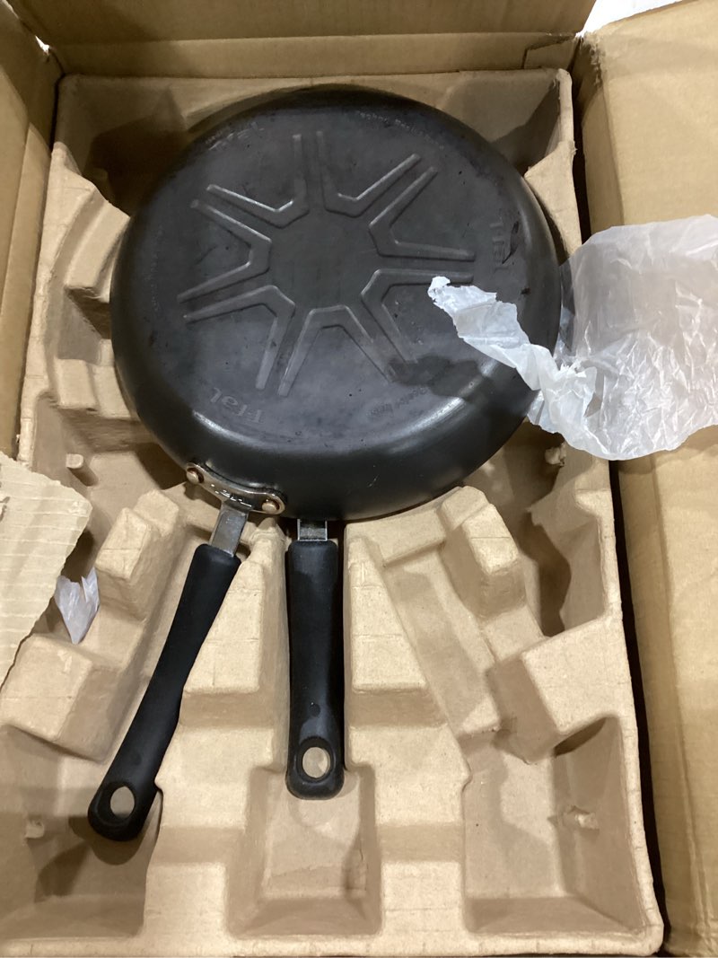 Condition photo showing Good Condition for T-Fal Ultimate Hard Anodized Nonstick Fry Pan Set 2 Piece, 8, 10 Inch, Oven Broiler Safe 400F, Kitchen, Cookware, Pots and Pans Set Non Stick, Frying Pans, Dishwasher Safe, Black 2-Piece Set