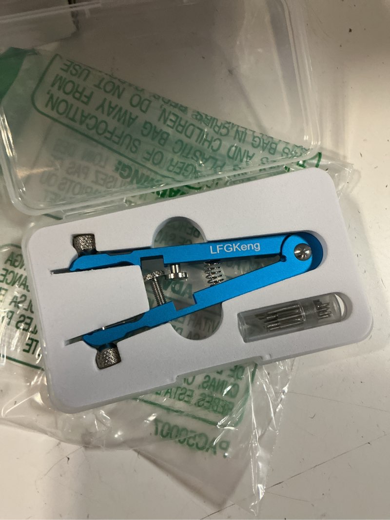Condition photo showing New/Like New for watch spring bar plier tool, spring bar tweezer, watch band pliers with robust 8 alloy steel pins, watch band pins replacement tool blue