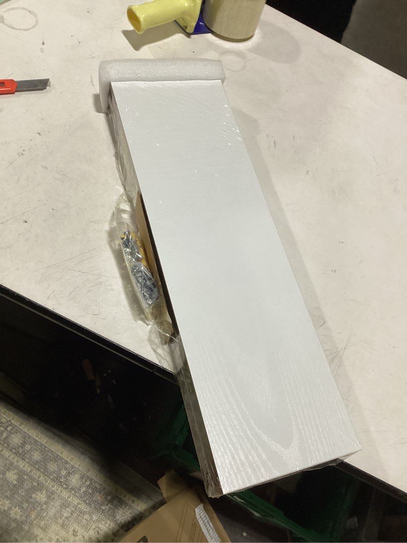 Condition photo showing Good Condition for BAYKA Floating Shelves White, 22.5 inches Rustic Wood Wall Mounted Shelves for Bathroom, Bedroom, Living Room, Kitchen & Office, Hanging Display Shelf with 22 lbs Capacity