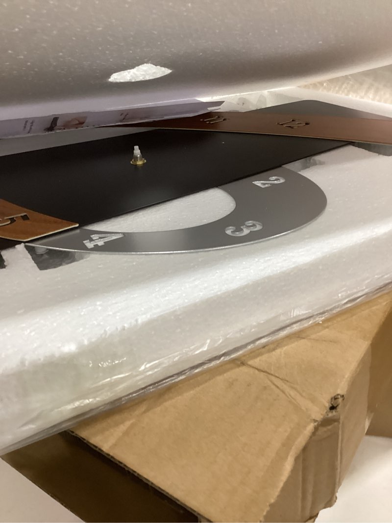 Condition photo showing Good Condition for Modern Large Decorative Wall Clock?20 inch Black Silent Non-Ticking Nordic Metal Wall Clocks for Living Room Home Kitchen Bedroom Cafes Office Staircase?Arabic Numerals Quartz Clock((40x50cm) 15.7x19.7IN(40x50cm)