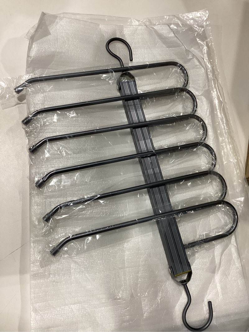 Hojudo 6 Tier Folding Pant Hangers- Multi-Functional Pant Hangers Open Ended - Space Saving Metal Cl