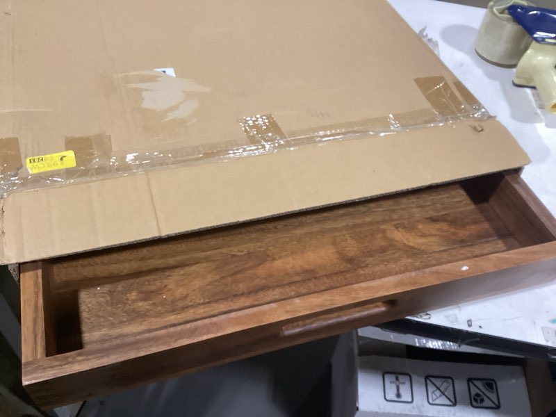 Condition photo showing Good Condition for batuya 22 x 22 inches large square walnut wood ottoman tray with handles, serve tea, coffee or breakfast in bed, classic wooden decorative serving tray