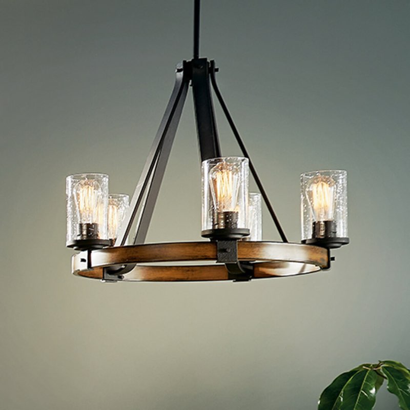 Barrington Chandelier  5-Light  Clear Seeded Glass  Size:19" H x 24" DIA 