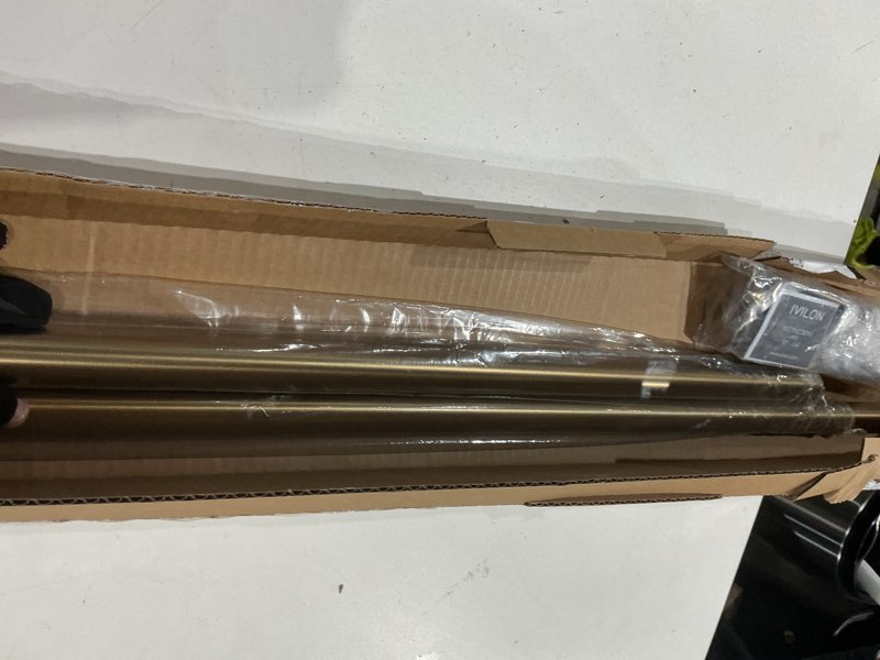 Condition photo showing Good Condition for ivilon drapery window curtain rod - end cap style design 1 inch pole. 72 to 144 inch color warm gold