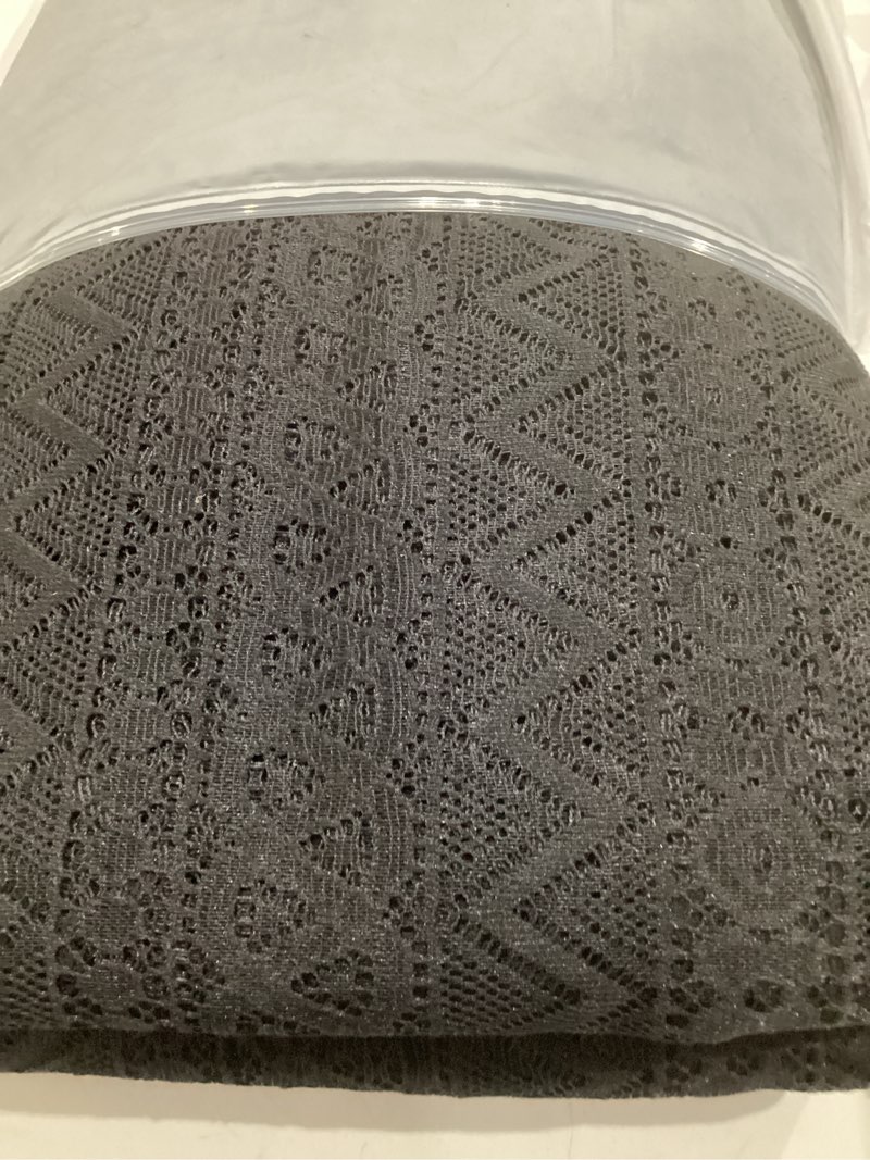 Condition photo showing New/Like New for Christmas Black Sheer Lace Curtains 90 Inch Length Rustic Geometric Boho Curtain Panels with Tassel for Living Room Bedroom Rod Pocket Light Filtering Window Drapes, W40, Sets of 2 Black Lace-new 40"W x 90"L (Pack of 2)