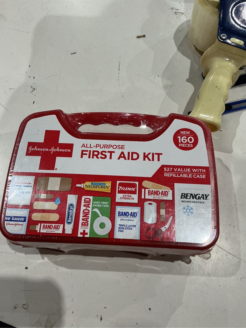 Condition photo showing New/Like New for all-purpose portable compact first aid kit for minor cuts, scrapes, sprains & burns, perfect for home, car, travel, camping essentials & outdoor emergency kit, 160 piece