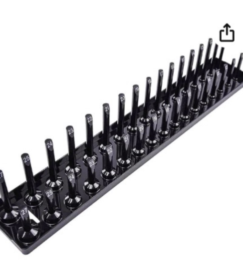 JEGS 85066 Socket Organizer 1/2 in. Drive Metric 10 mm 27 mm Fitment Holds 34 St