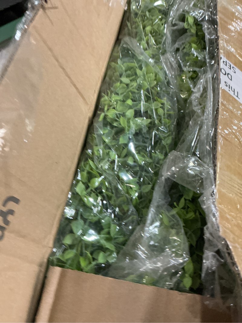 Condition photo showing Good Condition for lyrow 2 pack artificial eucalyptus plant in rustic rectangular wooden planter box greenery faux potted herb plant for indoor wedding table centerpiece(green,11.4 x 3.7 x 7.8 inches,classic style) green 11.4 x 3.7 x 7.8 inches classic style
