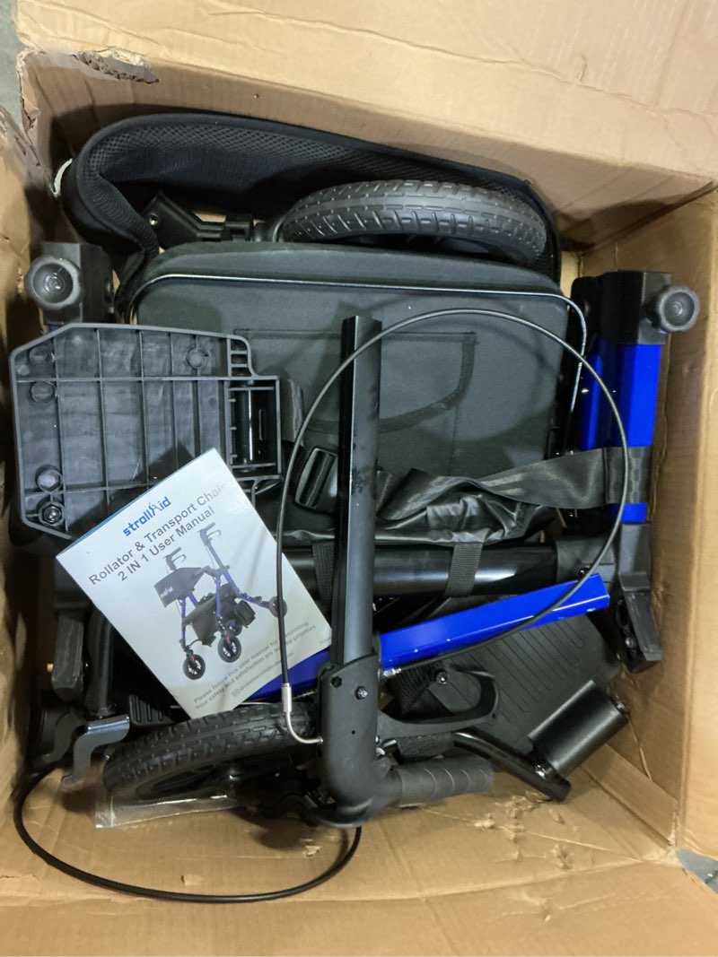 Condition photo showing Good Condition for walkers for seniors with seat, walker wheelchair combo, 2 in 1 rolling walker transport wheelchair lightweight foldable, 10" big wheels transport chair with brakes,blue