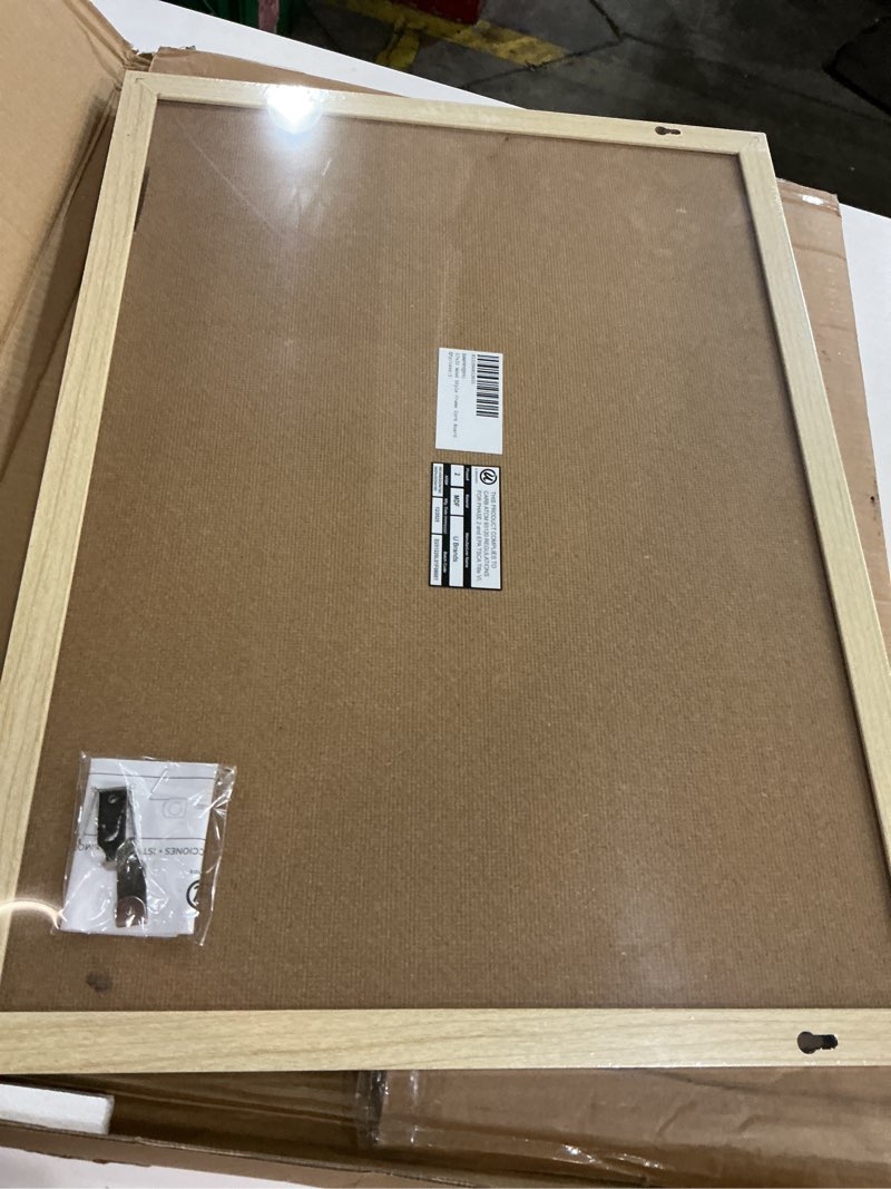 Condition photo showing New/Like New for u brands cork bulletin board, 18" x 24" inches, light birch wood frame (265u00-01) cork board