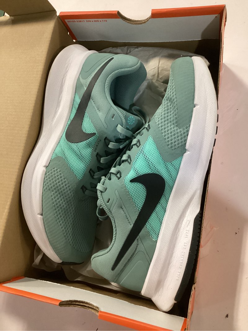 Condition photo showing As Is for nike women's run swift 3 road running shoes 9.5 cannon/seaweed/mint foam/barely green