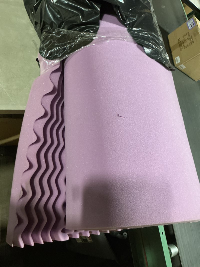 Condition photo showing As Is for MUXHOMO 3 Inch 7-Zone Queen Mattress Topper, Egg Crate Foam Mattress Topper Queen Size for Back Pain, Lavender Cooling Gel Infused Bed Pad, CertiPUR-US and Oeko-TEX Certification (60"×80") Queen 3 Inch