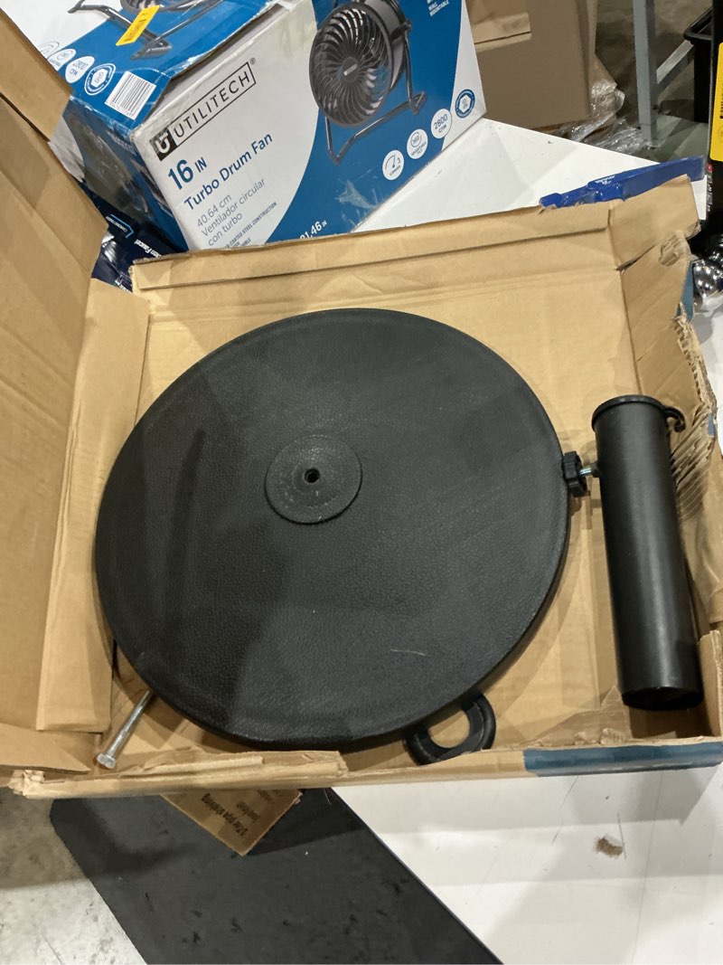 Condition photo showing As Is for style selections 22-lb black hdpe plastic patio umbrella base