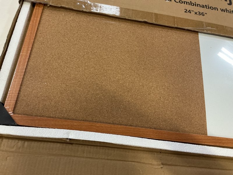 Condition photo showing Good Condition for Combination Writeboard 36"x 24" Magnetic Whiteboard & Cork Board Dry Erase Board Bulletin Board Wall Mounted Wood Frame Wood Frame 36"Wx24"H