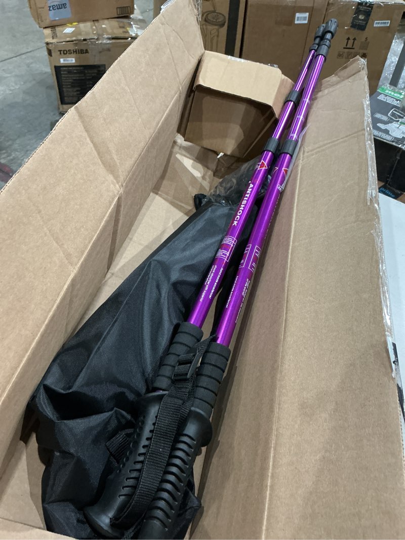 Condition photo showing Good Condition for aihoye hiking trekking poles, 2 pack collapsible, lightweight, anti shock, walking sticks, adjustable hiking pole for men and women purple