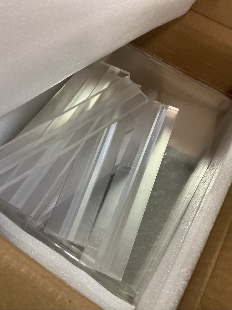 Condition photo showing As Is for ehwine acrylic sign holder 8.5 x 11, 10 pack double-sided stand up table top sign holders, clear acrylic picture frame menu flyer paper holder display stand for office business store wedding party 10 pack 8.5x11 inch