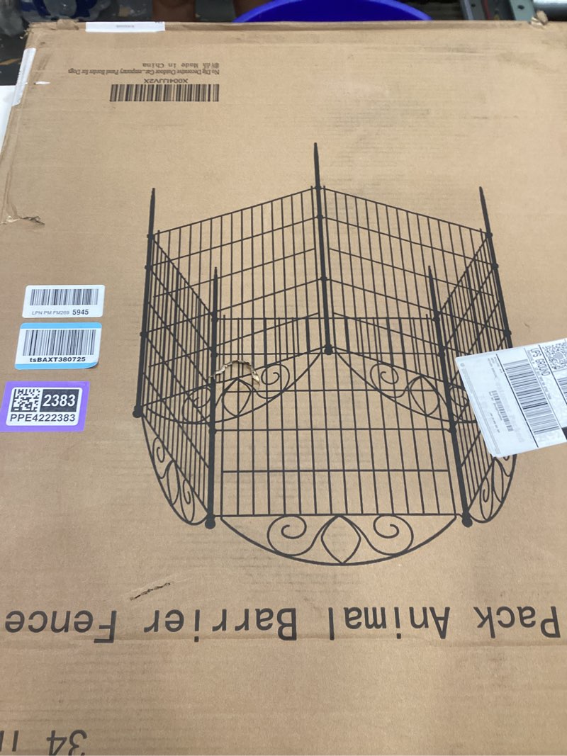 Condition photo showing As Is for 10-Panel No-Dig Tall Garden Fence – 34?H x 22?L Rustproof Metal Dog Fence, Decorative Yard & Garden Animal Barrier, Easy Install Outdoor Pet & Flower Bed Border, Temporary Fence 10 Panels-34 in(H) X 22 ft(L)