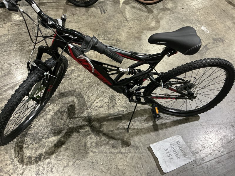 Condition photo showing As Is for hyper bicycles 26" shocker mountain bike, adult ages 14+, black/red