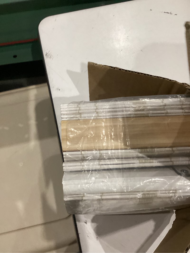 Condition photo showing Good Condition for lazblinds no tools no drill cordless bamboo roman shades, light filtering window treatment, roll up bamboo blinds for window 21'' w x 64'' h, whitewash b whitewash b 21'' w x 64'' h