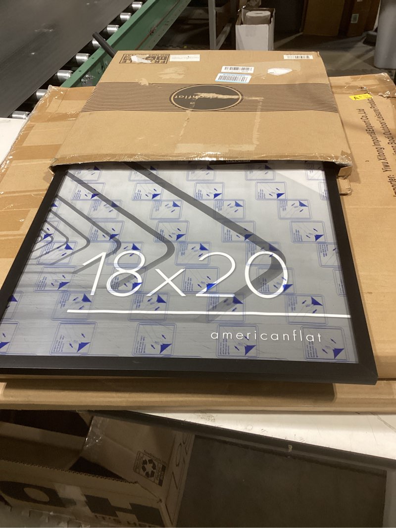 Condition photo showing Good Condition for americanflat 18x20 picture frame with polished plexiglass - streamline collection - thin border picture frame for wall display - hanging hardware included - black 18x20 black