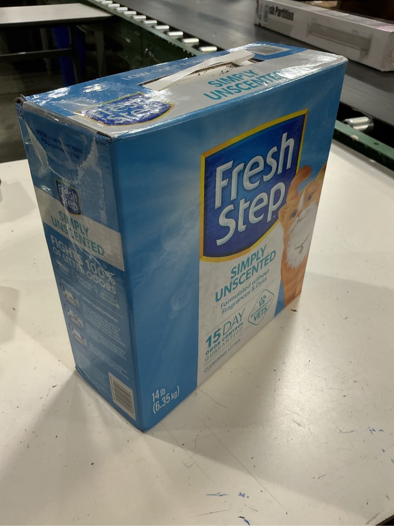 Condition photo showing New/Like New for fresh step simply unscented clumping litter, fresh step unscented cat litter with activated charcoal technology, 14 lb. box