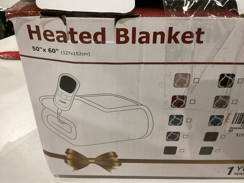 Condition photo showing New/Like New for Homemate Heated Blanket Electric Throw - 50“x60“ Heating Blanket with 10 Fast Heat Levels 8 Hours Auto Off Soft Cozy Flannel Over-Heated Protection ETL Certification Keep Warming in Home Blue Geometry 50"x60"Inch