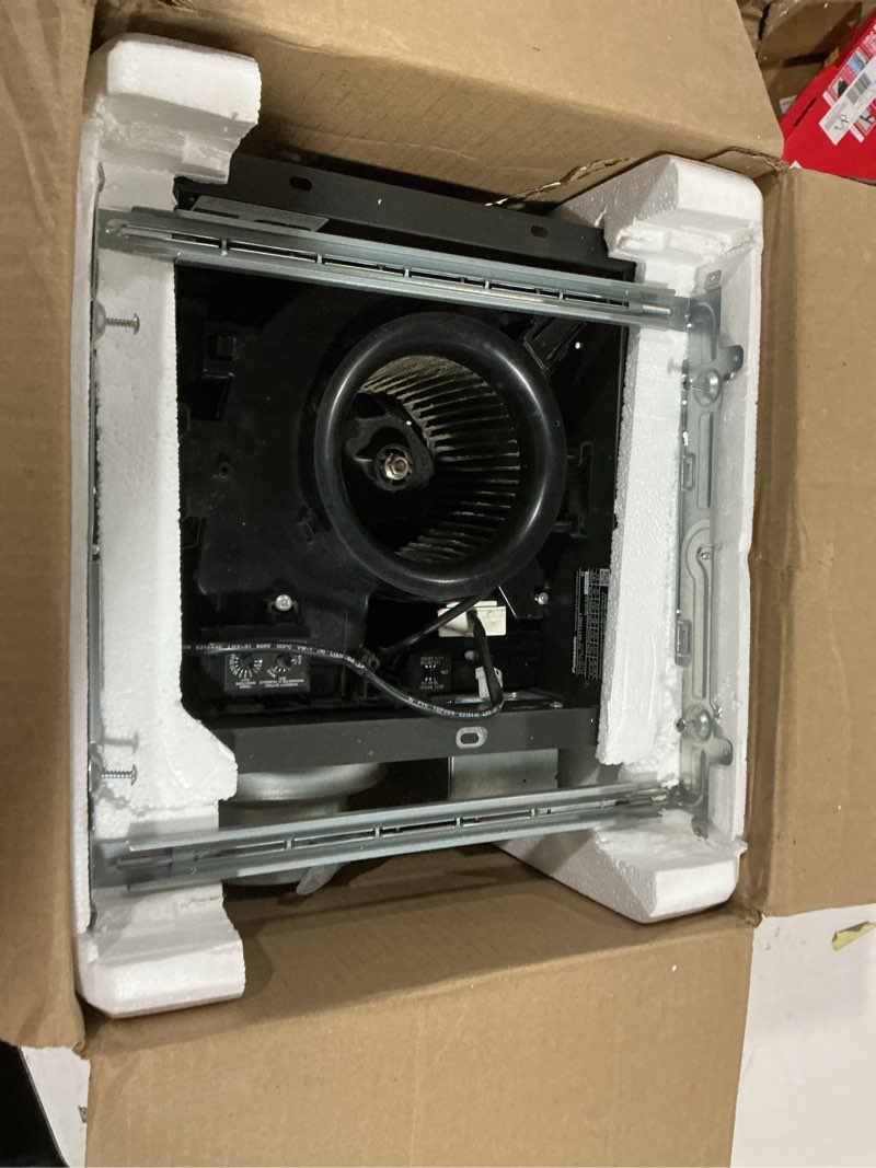 Condition photo showing As Is for panasonic whispersense dc fan with motion and humidity sensors delay timer and pick-a-flow speed selector 50, 80 or 110 cfm