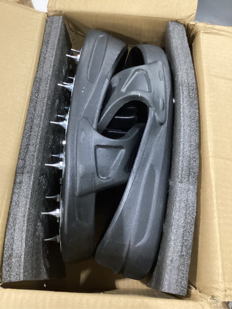 Condition photo showing New/Like New for professional epoxy spike shoes for flooring 16 steel spikes slip-on design for wet epoxy resin & self-leveling concrete fits most work boots men us 6–12