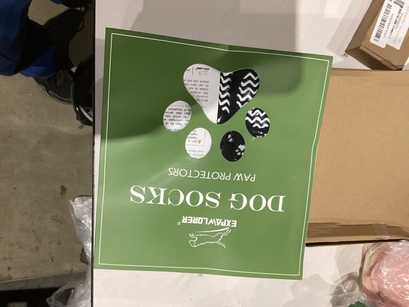 Condition photo showing New/Like New for EXPAWLORER 6Pcs Anti Slip Dog Socks to Prevent Licking Paws, Dog Shoes for Winter, Double Sides Dog Boots & Paw Protectors Booties for Hardwood Floors with Grippers Small Medium Large Senior Dogs, L Large Black