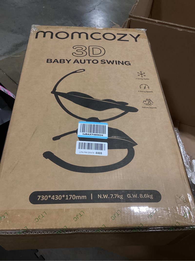 Condition photo showing Good Condition for momcozy cocosway electric baby swing for infant, 180° rotating seat, 6 parent-like sway motions & 4 speeds, remote control, machine-washable cover, grey