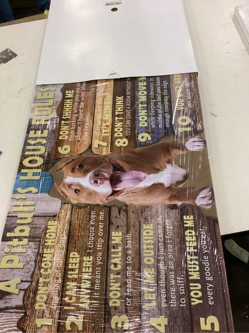 Pitbull Dog Poster Vintage Canvas Quotes Wall Art Framed House Rules Funny Pet Paintings for Living 