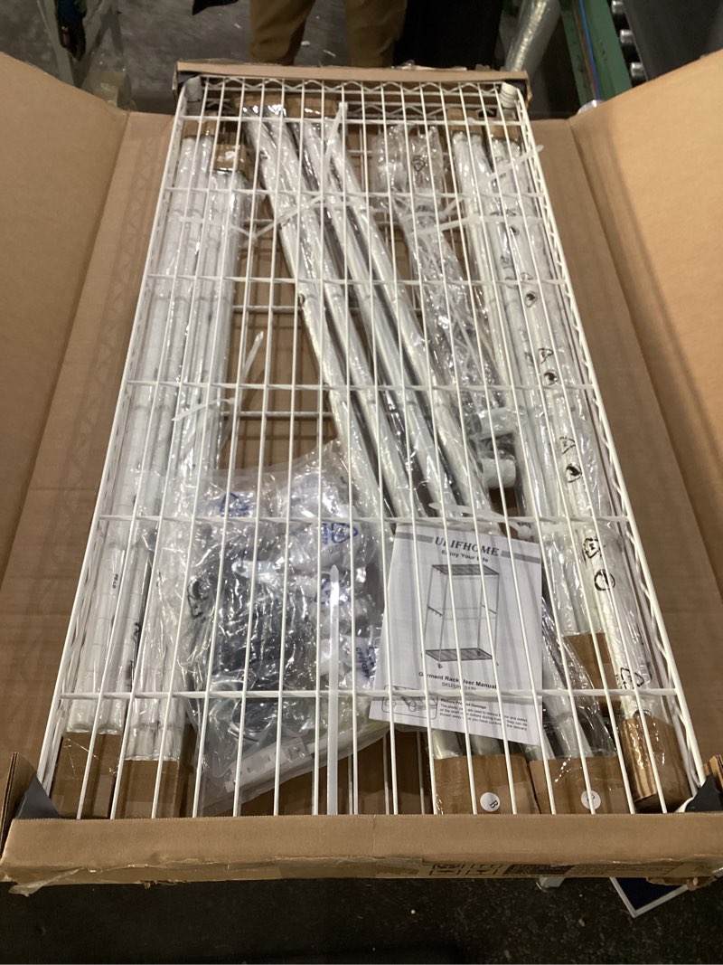 Condition photo showing New/Like New for p4 plus rolling clothes rack heavy duty, clothing racks for hanging clothes, free standing garment racks with wheels, portable closet rack 45''w × 20.5''d × 80.5''h, max load 570 lbs, white white p4 plus