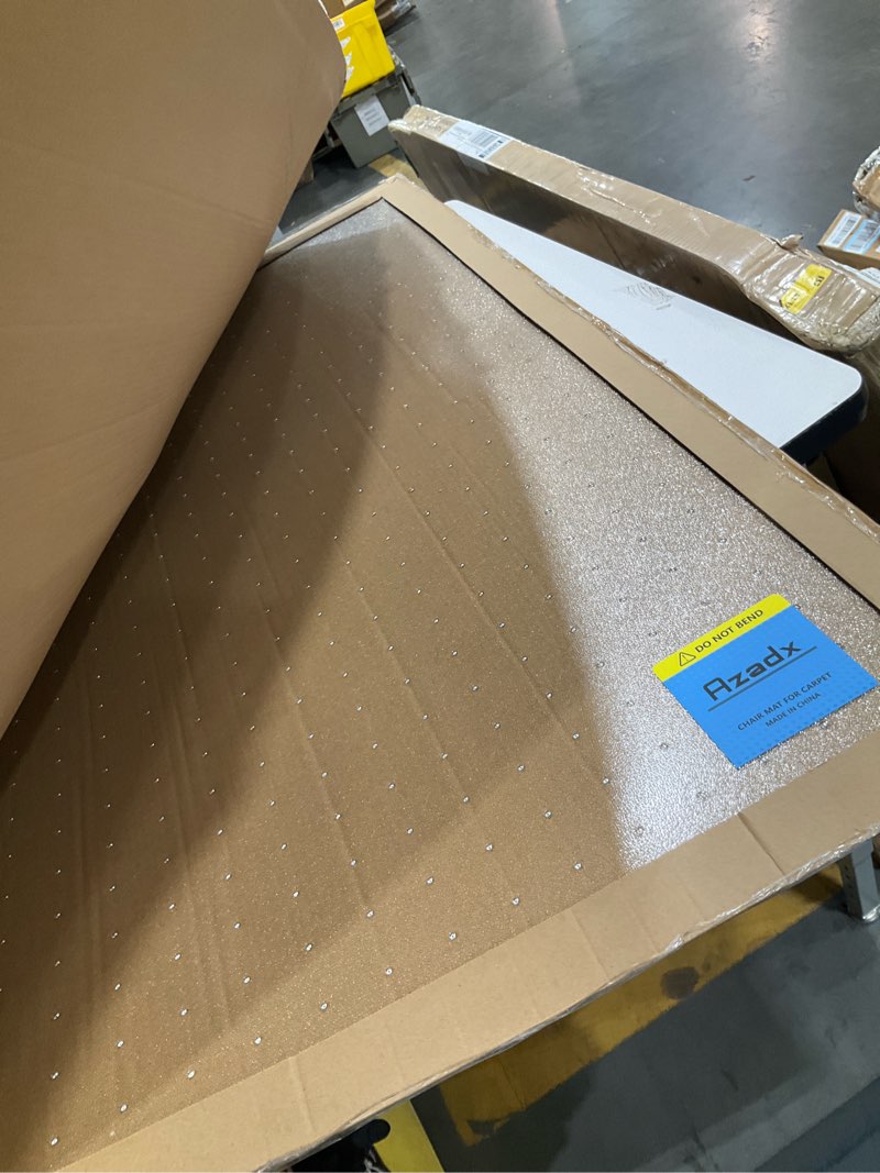 Condition photo showing Good Condition for azadx heavy duty office chair mat for carpet 32" x 48" hard material chair mat for carpeted floor slip resistant carpet protector for home office easy glide desk floor mat for office chair on carpets 32" x 48" 1 pack clear