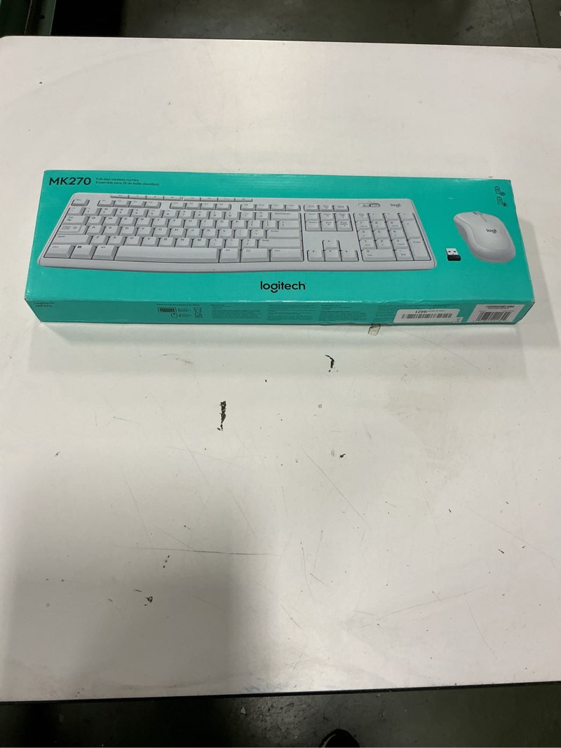 Condition photo showing New/Like New for Logitech MK270 Wireless Keyboard and Mouse Combo for Windows, 2.4 GHz, 8 Multimedia Keys, PC, Laptop, Wireless Keyboard Compact Mouse Combo - White Off White 1 Pack Combo