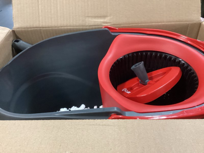 Condition photo showing As Is for O-Cedar EasyWring Microfiber Spin Mop, Bucket Floor Cleaning System, Red, Gray, Standard Easywring Spin Mop & Bucket