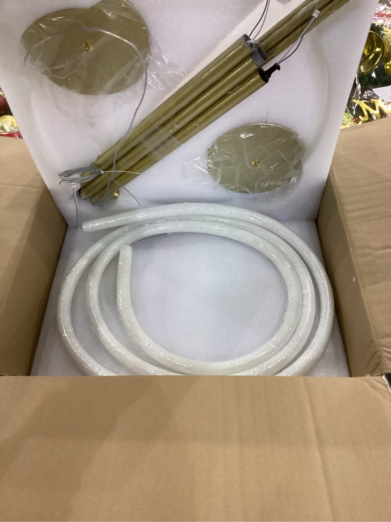 Condition photo showing New/Like New for 59" Pendant Lights Kitchen Island, 31W LED Dimmable Chandelier with Remote Control, Aluminum Linear Hanging Light Fixture for Dining Room Kitchen Island Bar (Gold, 59 in) Gold 59 in