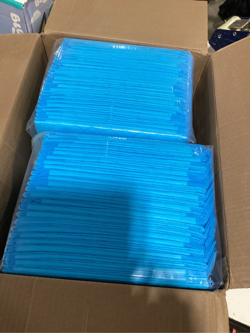 Condition photo showing As Is for four paws wee-wee superior performance unscented extra-large pee pads for dogs & puppies, quilted leak-proof dog housebreaking potty training floor protection, 28" x 34", 200 count 28" x 34" 200.0