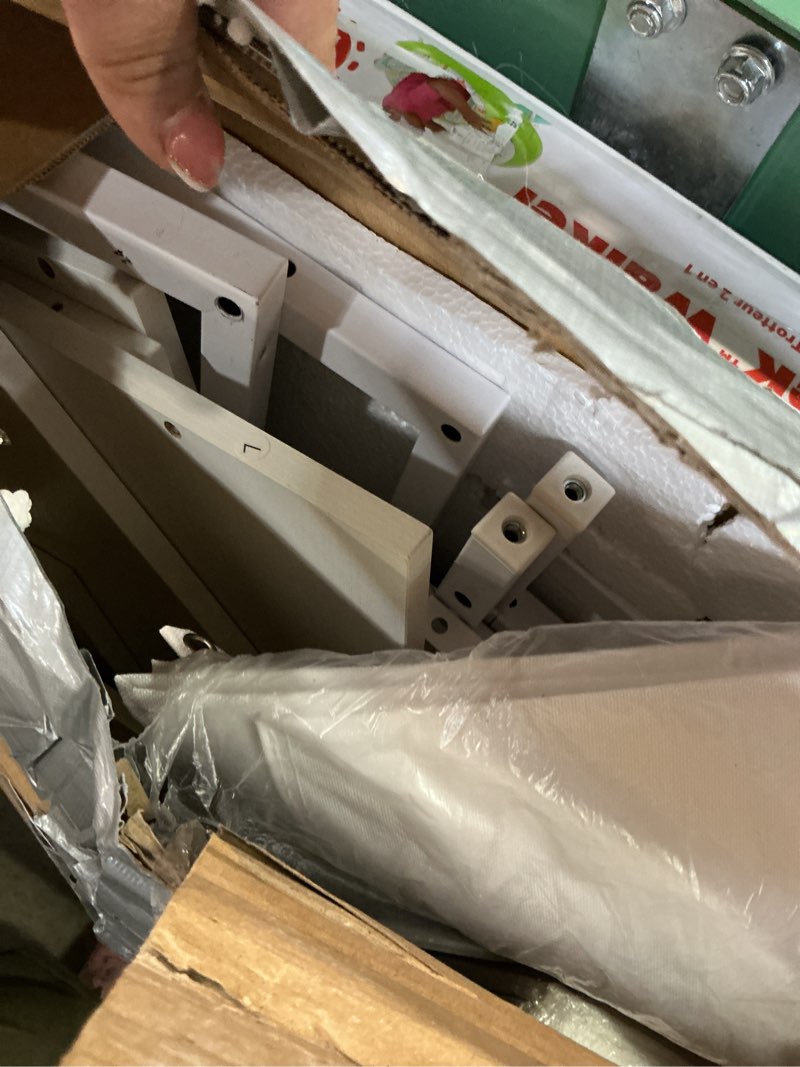 Condition photo showing As Is for Corner Desk with 6 Drawers Shelves for Small Space Computer Desk with Power Outlets,Gaming Desk with Printer Monitor Stand Storage for Home Office Workstation Writing Table (White, 31.5) White 31.5