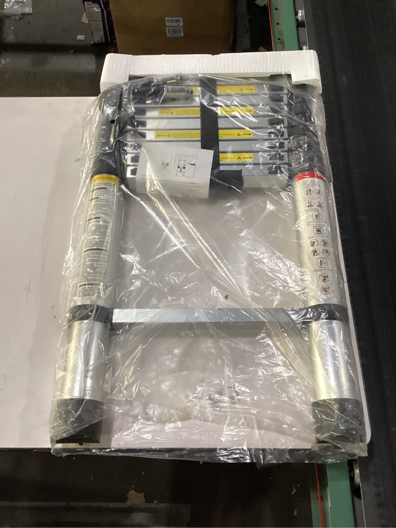 Condition photo showing New/Like New for Molong 10.5ft telescoping Ladder Multi-Purpose Collapsible Ladder with Hook, Aluminum Extension Ladders for Home, Folding Telescoping Ladder for RV, Attic, Daily Use at Home, 330 lbs 10.5 FT