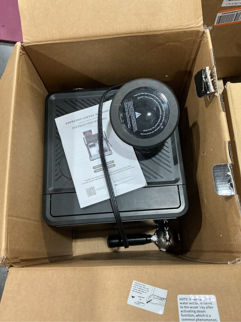 Condition photo showing As Is for (2026 upgrade) espresso machine with grinder, expresso coffee machines with built-in anti-clog coffee grinder/milk steam wand/frother, expresso machines for home perfect cappuccino & latte-gloss black