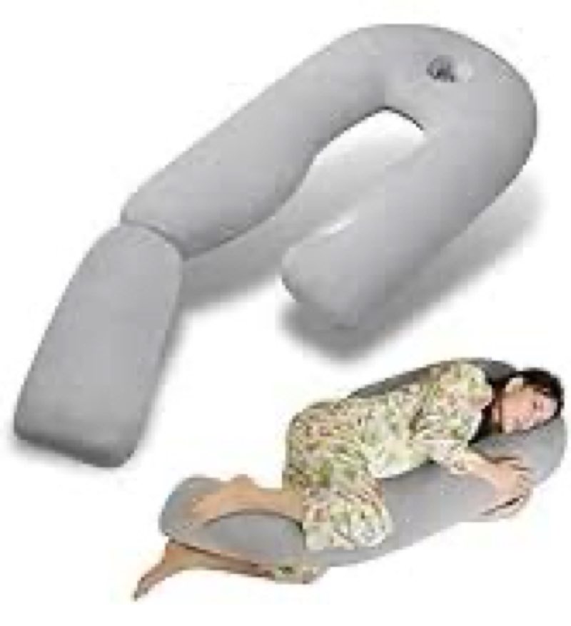 pozico u-shaped full body pillow for side sleepers – 51-inch cooling pregnancy pillow with ear pierc