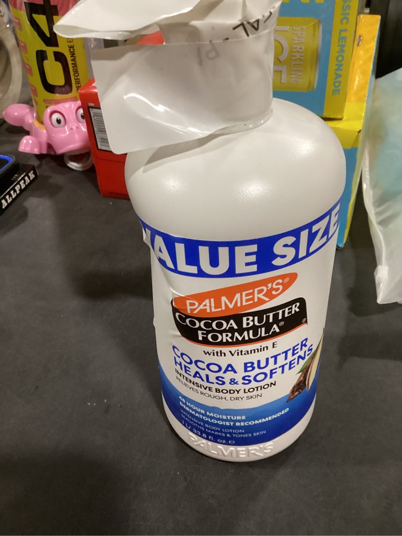 Condition photo showing New/Like New for Palmer's Cocoa Butter Formula Daily Skin Therapy Body Lotion, 33.8 Oz Pump Bottle, Intensive Moisturizer for Dry and Eczema-Prone Skin, Enriched with Vitamin E, Helps Provide 48-Hour Deep Hydration